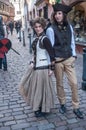 Couple with steam punk costume at the steam punk exhibition in Kaysersberg village