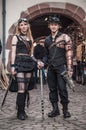 Couple with steam punk costume at the steam punk exhibition in Kaysersberg village