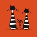 Couple of striped cats, sketch for your design