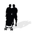 Couple with stroller art silhouette