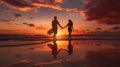 Couple strolling hand in hand along secluded beach. wallpaper Valentine\'s Day love and romance.