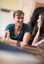 Couple of student socializing after class Royalty Free Stock Photo