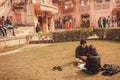 Couple of students studing outdoor in campus of Bannares Hindu University