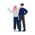 Couple of Students in Uniform Standing Together, Smiling Boy and Girl Teenagers Characters Vector Illustration Royalty Free Stock Photo