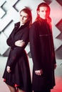 Couple in Studio, portrait with harsh light and