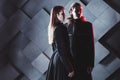 Couple in Studio, portrait with harsh light and