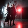 Couple in Studio, portrait with harsh light and