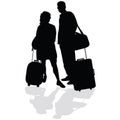 Couple with a suitcase vector