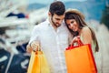 Couple on vacation enjoying travel and shopping