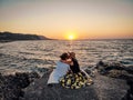 Couple Sunset Kissing Beach Royalty Free Stock Photo