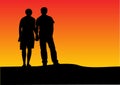 Couple sunset silhouette Royalty Free Stock Photo