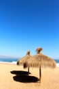A couple of sunshades at Beach Vina del Mar