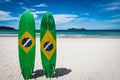 Couple of Surfboard of Brazil, at Ilha Grande Tropical Island, L Royalty Free Stock Photo