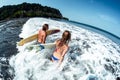 Couple of surfers Royalty Free Stock Photo