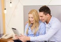 Couple with tablet pc computer in hotel room Royalty Free Stock Photo