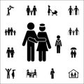 a couple takes the child to school icon. Detailed set of Family icons. Premium quality graphic design sign. One of the collection Royalty Free Stock Photo