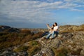 A couple is taking a selfie as a memory on the vacation