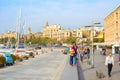 Couple taking selfie, Barcelona marina