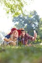 Couple taking selfie on picnic Royalty Free Stock Photo