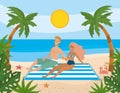 Couple taking sun in the beach