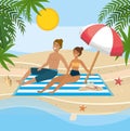 Couple taking sun in the beach Royalty Free Stock Photo