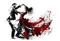 Couple in Tango Dance Graphic Isolated