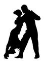 Couple of tango dancers silhouette