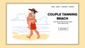 couple tanning beach vector