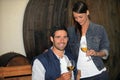 Couple tasting wine Royalty Free Stock Photo