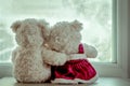 Couple teddy bears in love's embrace Royalty Free Stock Photo