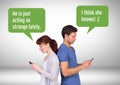 Couple texting about cheating