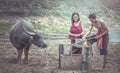 Couple Thai farmers family happiness time