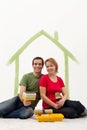 Couple in their new home painting Royalty Free Stock Photo