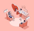 Couple therapy concept isometric vector illustration. Marriage counseling.