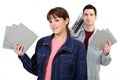Couple with tile cutter Royalty Free Stock Photo