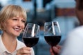 Couple toasting in a restaurant Royalty Free Stock Photo