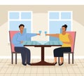 couple toasting in restaurant scene