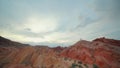 Couple on the top of the mountain. Beautiful mountain landscape. Wildlife of Kyrgyzstan