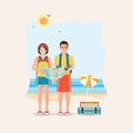 Couple of tourist together on a trip World Travel. Royalty Free Stock Photo