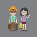 Couple Tourist Traveler Vector Illustration