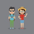 Couple Tourist Traveler Vector Illustration