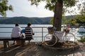 Rabac, Croatia, tourists view the sea Royalty Free Stock Photo