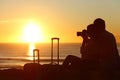 Couple of tourists photographing on holidays