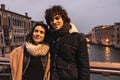 Couple tourists venice dusk Royalty Free Stock Photo