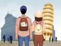 Couple of tourists visit Pisa Royalty Free Stock Photo