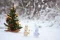 Couple of toy snowmen Royalty Free Stock Photo
