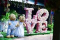 Couple toys teddy bear in dress suit decoratet wedding