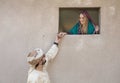 A couple traditional Omani dress in a countryside of UAE Royalty Free Stock Photo