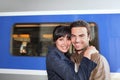Couple at the train station Royalty Free Stock Photo