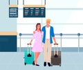 Couple Travelers in Airport, Man and Woman Vector